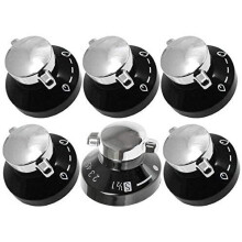STOVES Oven Knob Gas Hob Cooker Knob Control Switches (Black / Silver, Pack of 6)