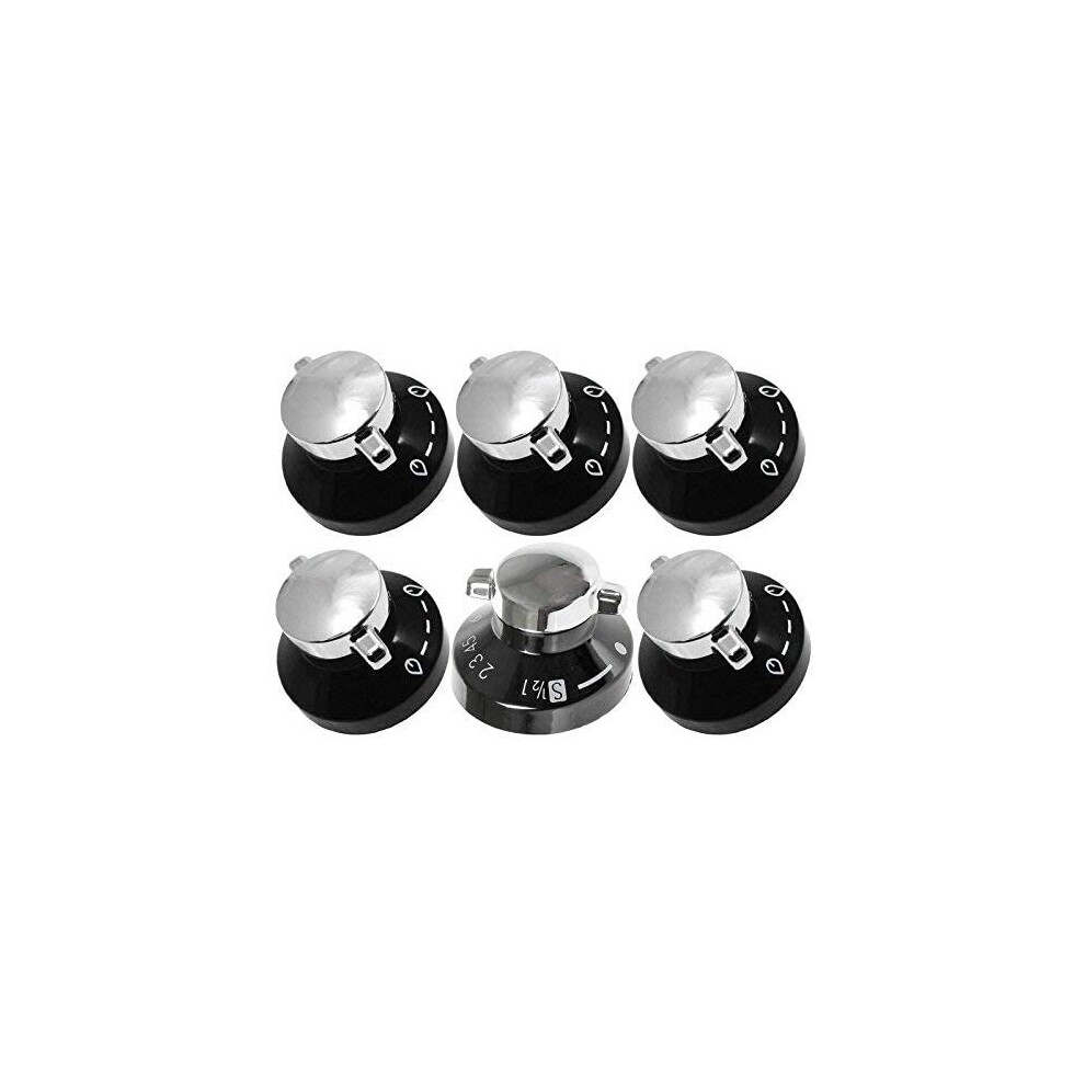 Stoves Oven Knob Gas Hob Cooker Knob Control Switches ( / Pack Of 6) Black/Silver