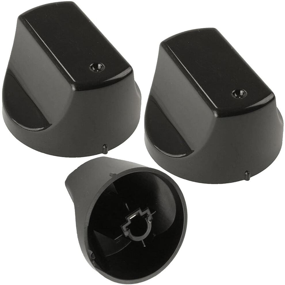 Spares2go Control Switch Knobs For Hotpoint Oven Cooker (Pack Of 3) Black