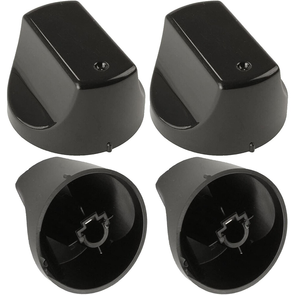 Spares2go Control Switch Knobs For Hotpoint Oven Cooker (Pack Of 4) Black