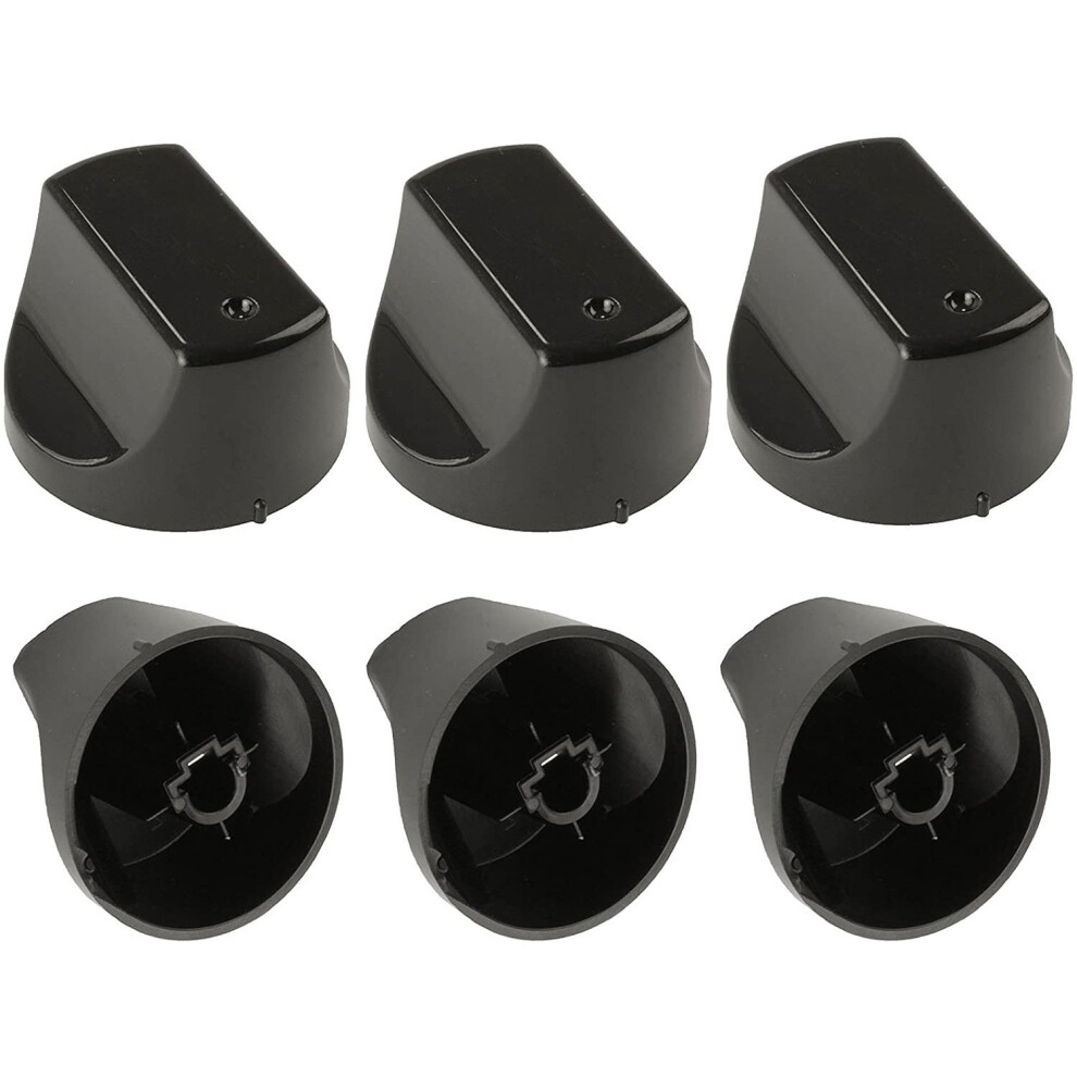 Spares2go Control Switch Knobs For Hotpoint Oven Cooker (Pack Of 6) Black