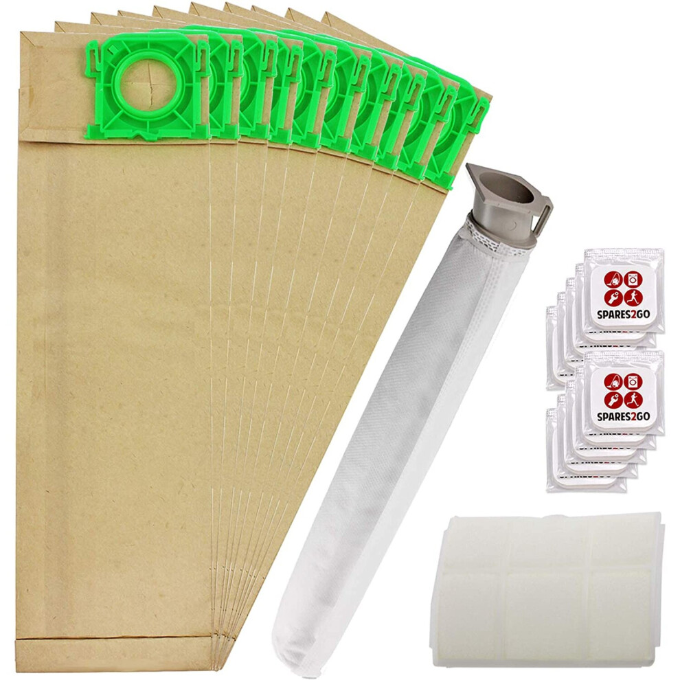 Dust Bags Filter Service Kit for SEBO X1 X2 X3 X4 X5 Extra & C1 C2 C3 Series Vacuum Cleaner (10 Bags, 2 Filters) + 10 Tab Fresheners