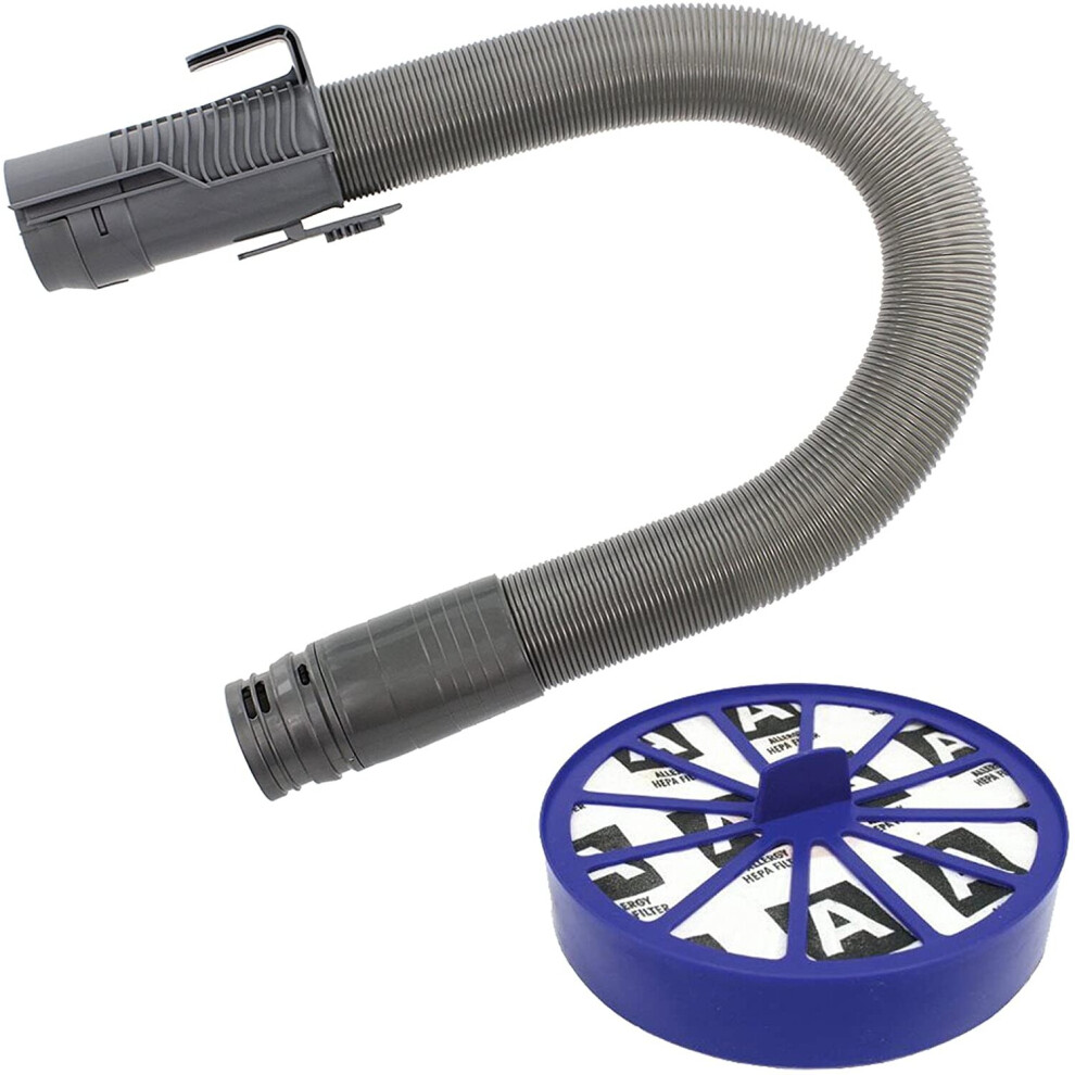 Spares2go Stretch Hoover Hose & Hepa Post Filter For Dyson Dc14 Vacuum Cleaner Grey