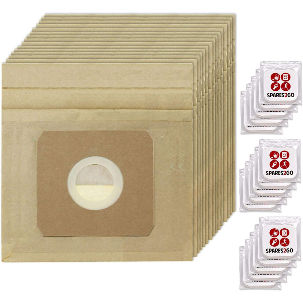 Spares2go Strong Dust Bags For Tesco Vc010 315C Vacuum Cleaner (Pack Of 15) + 15 Freshener Tabs