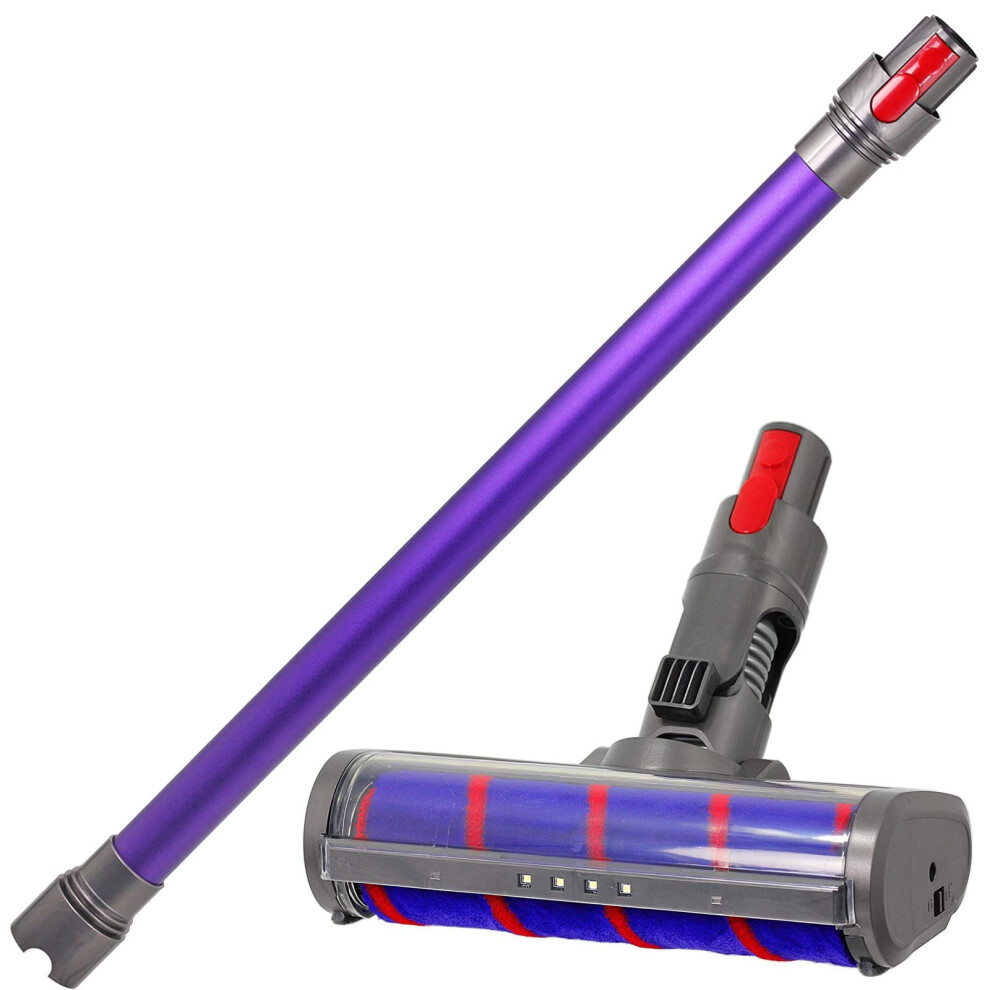 Hard Floor Turbine Tool Brush for Dyson V8 SV10 Vacuum + Purple Rod Wand Tube