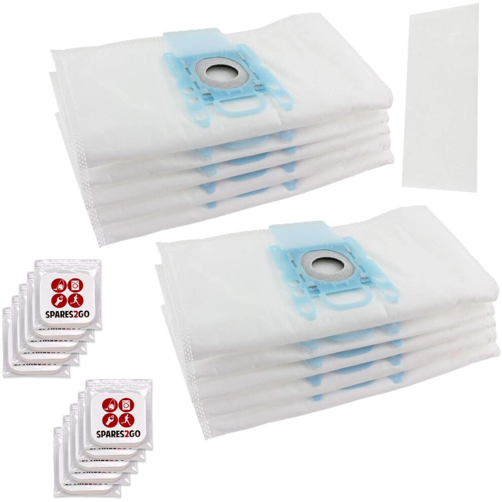 Spares2go Dust Bags For Siemens Vacuum Cleaners Cloth Multi Layer (Pack Of 10 + 2 Filters) + 10 Fresheners Tabs