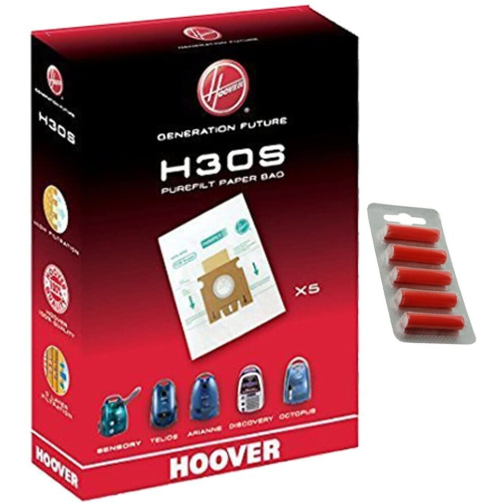 Hoover Vacuum Cleaner H30s Telios Arianne Sensory Discovery Octopus Dust Bag Genuine 09178278 + 5 Fresheners