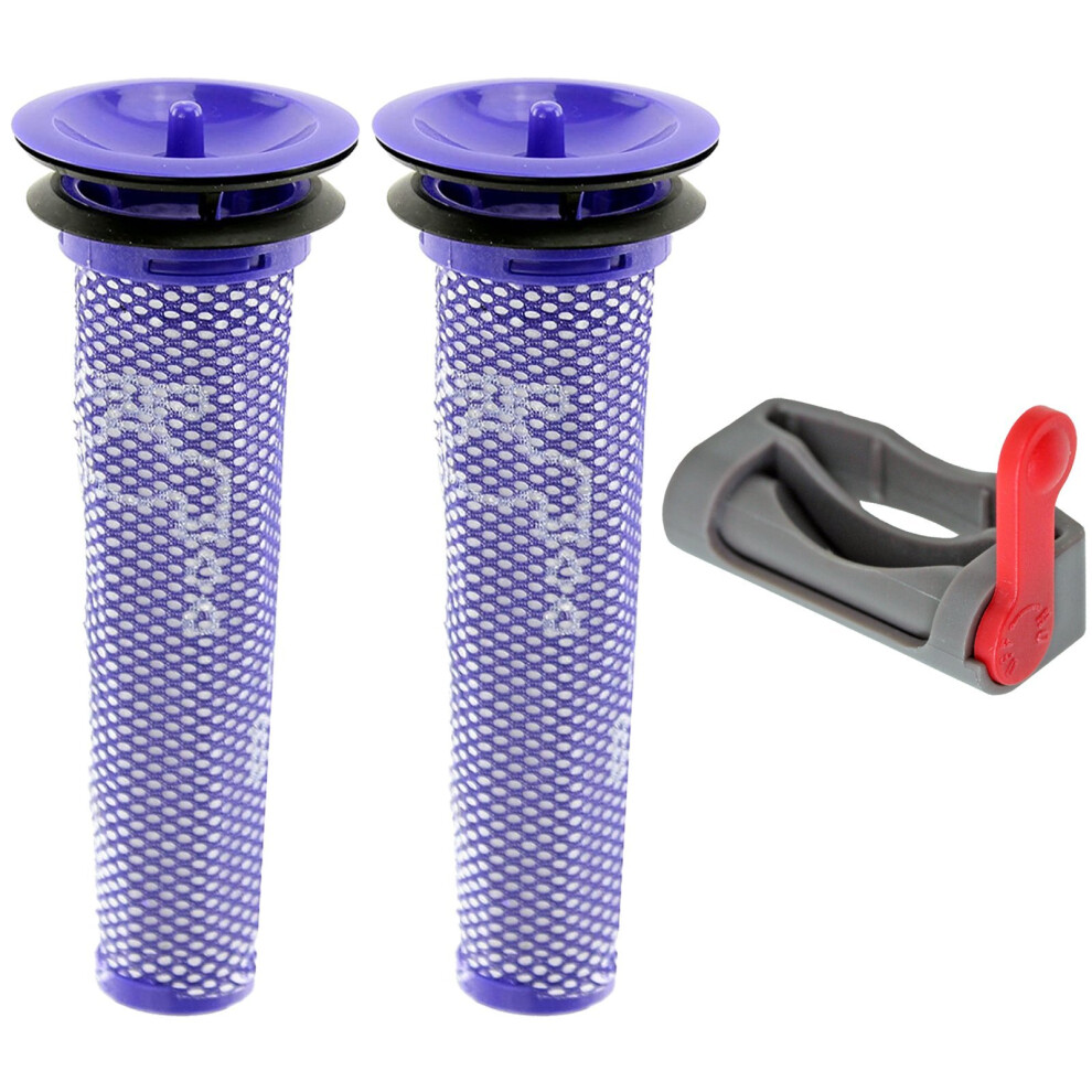 Spares2go Washable Pre-Motor Stick Filter + Trigger Lock For Dyson Sv03 Sv04 Sv07 Sv09 Sv10 Sv11 Vacuum Cleaner (Pack Of 2 Filters)