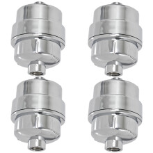 UNIVERSAL Shower Head Filter Chrome Steel Effect Hard Water Purifier Softener (Pack of 4)