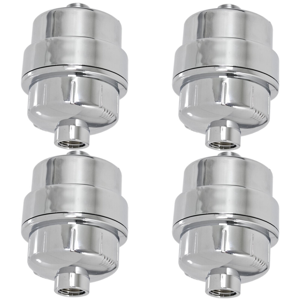 Spares2go Universal Shower Head Filter Chrome Steel Effect Hard Water Purifier Softener (Pack Of 4)