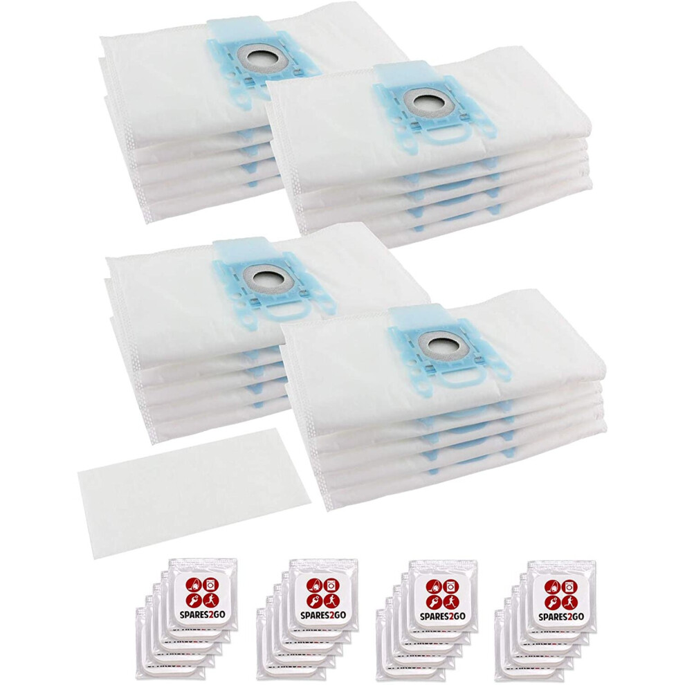 Spares2go Dust Bags For Siemens Vacuum Cleaners Cloth Multi Layer (Pack Of 20 + 4 Filters) + 20 Fresheners Tabs