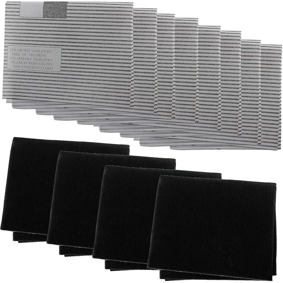 UNIVERSAL Cooker Hood Carbon Grease Filter Kit for Kitchen Extractor Fan Vent (8 x Grease + 4 x Carbon Filters)