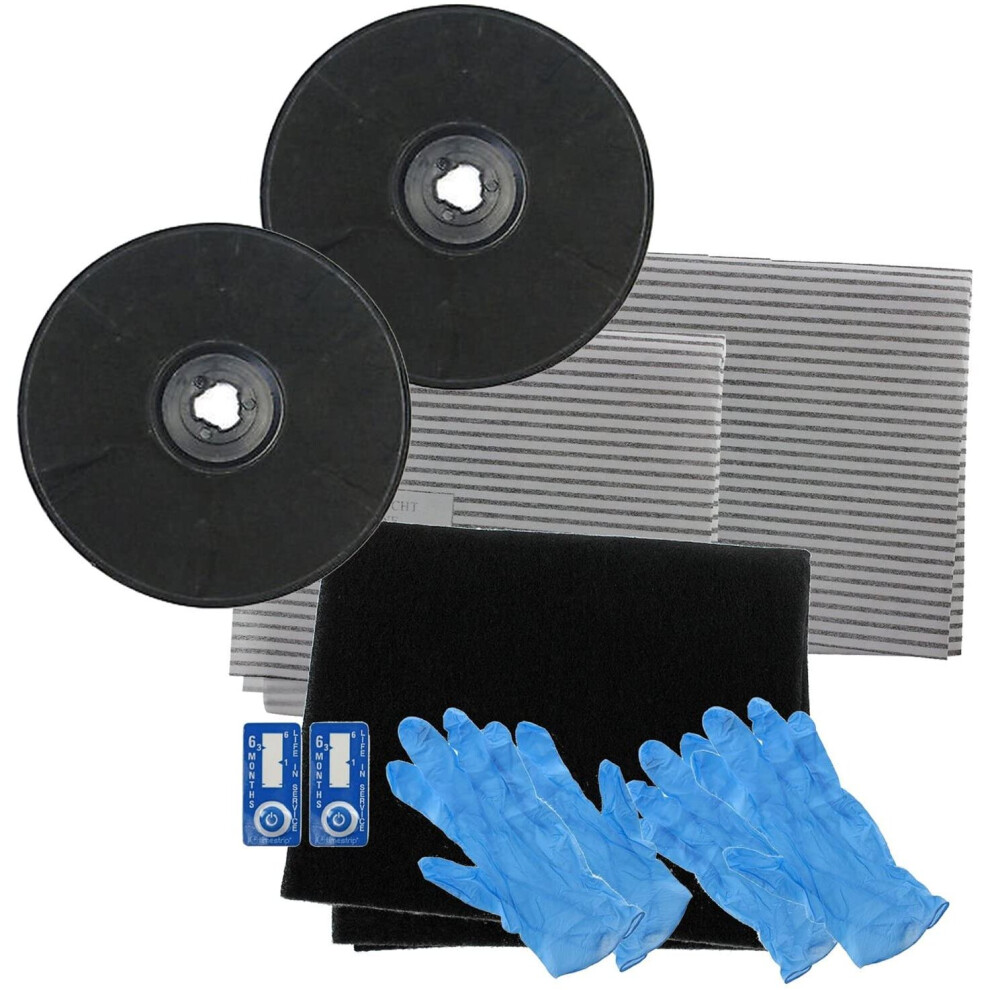 Carbon Charcoal + Grease Filter Kit for INDESIT Cooker Hood / Extractor Vent EFF57 Type (230 x 20 mm, Pack of 2)