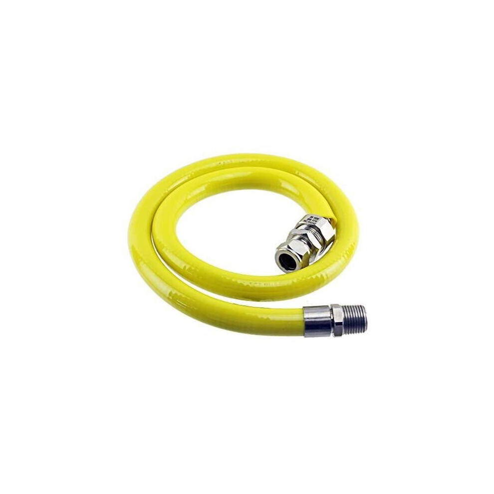 UNIVERSAL 1/2 Inch Gas Hob Supply Pipe Connector Hose (1 Metre, Kitemark Approved EN 15266)