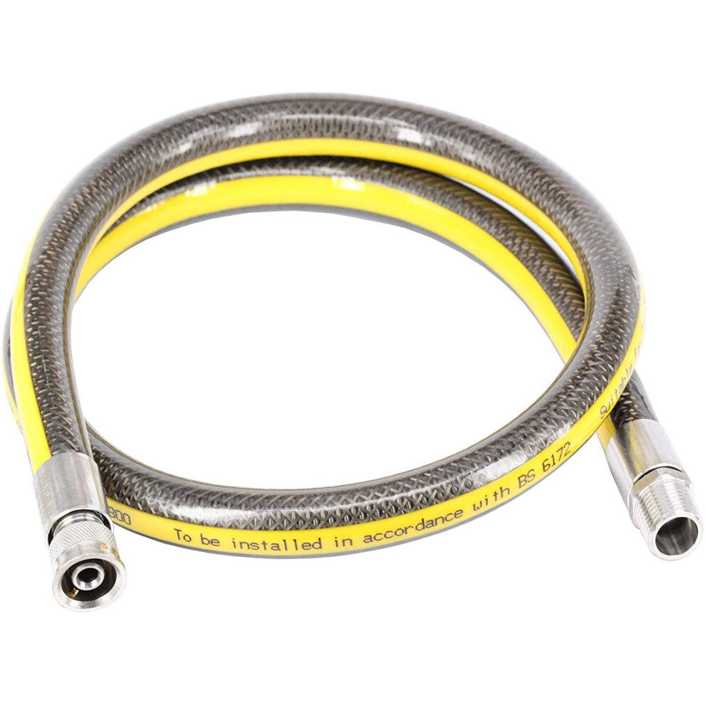 Spares2go Universal Micropoint Oven Cooker Gas Supply Hose Pipe (4Ft 1/2 Inch, Bayonet, Bs En14800 Ce)
