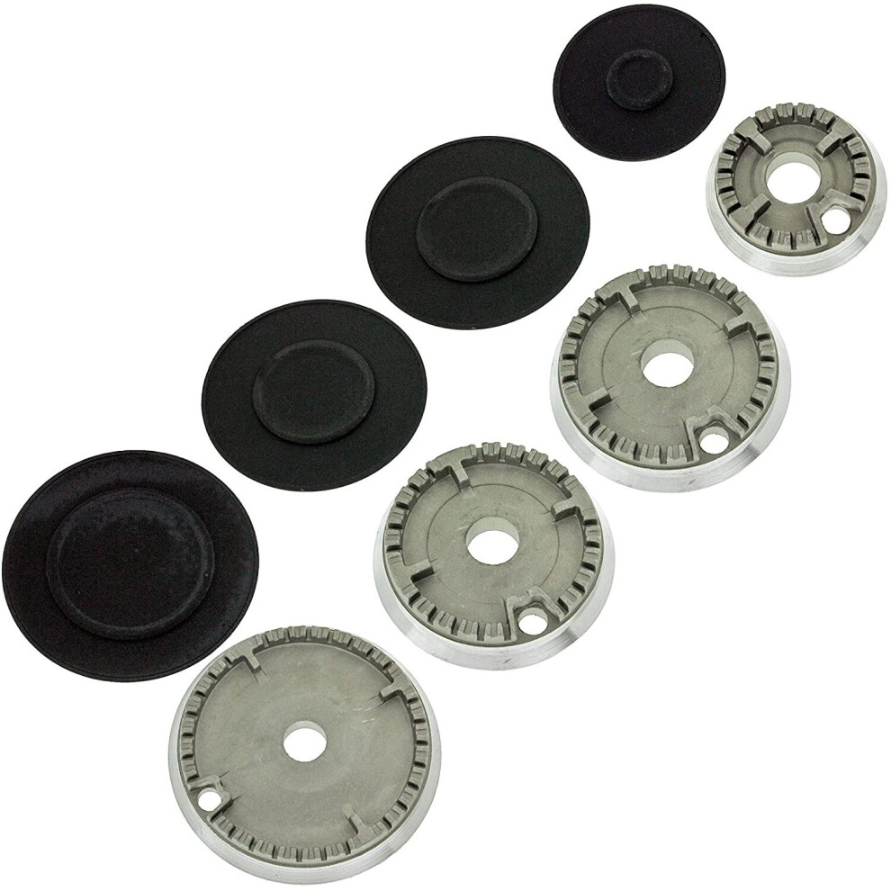 Spares2go Non Universal Oven Cooker Hob Gas Burner Crown & Flame Cap Kit For Fagor - Small, 2 Medium & Large, 55Mm - 100Mm