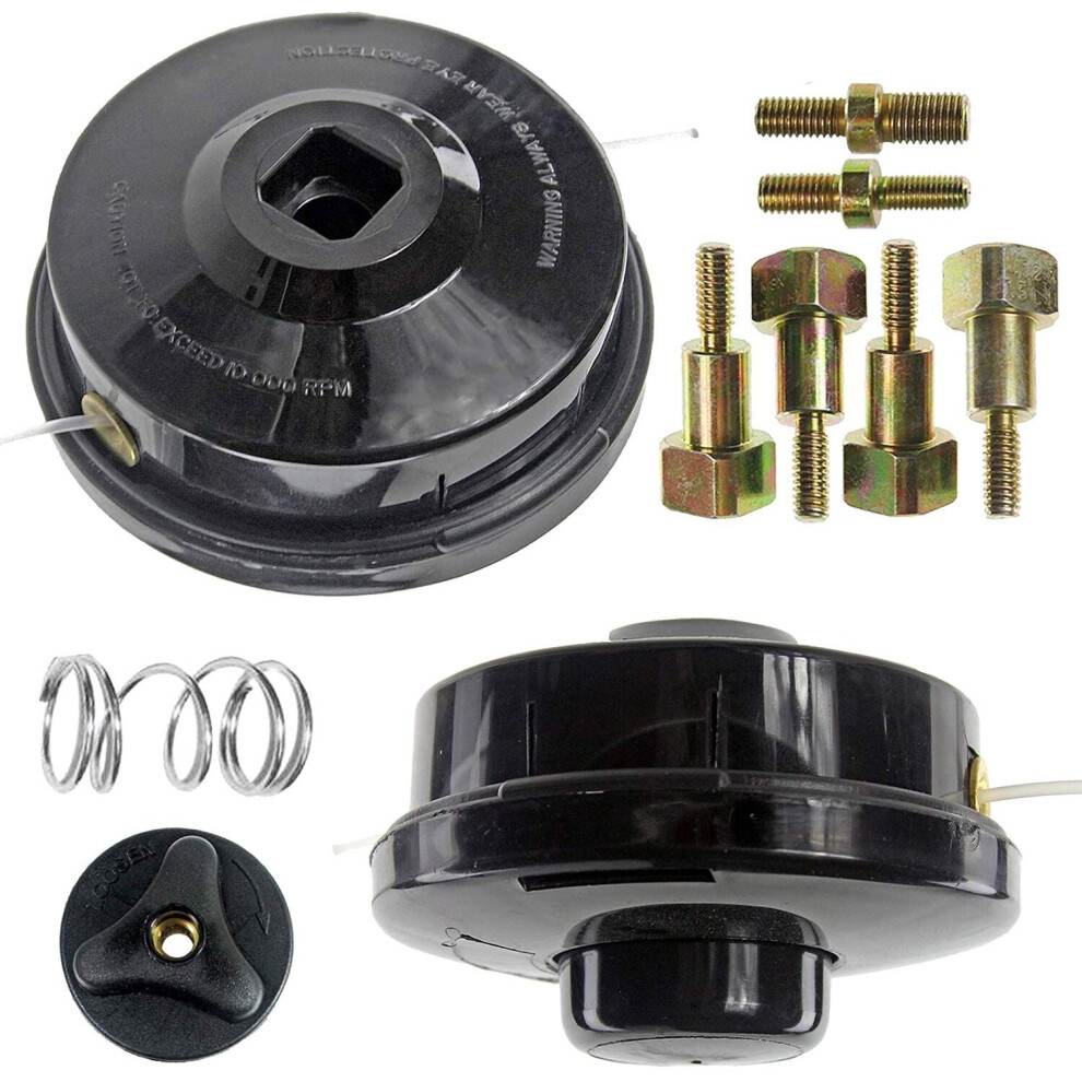 Spares2go Universal Dual Line Manual Feed Head With Bolts + Bump Feed Head For Strimmer/Trimmer/Brushcutter