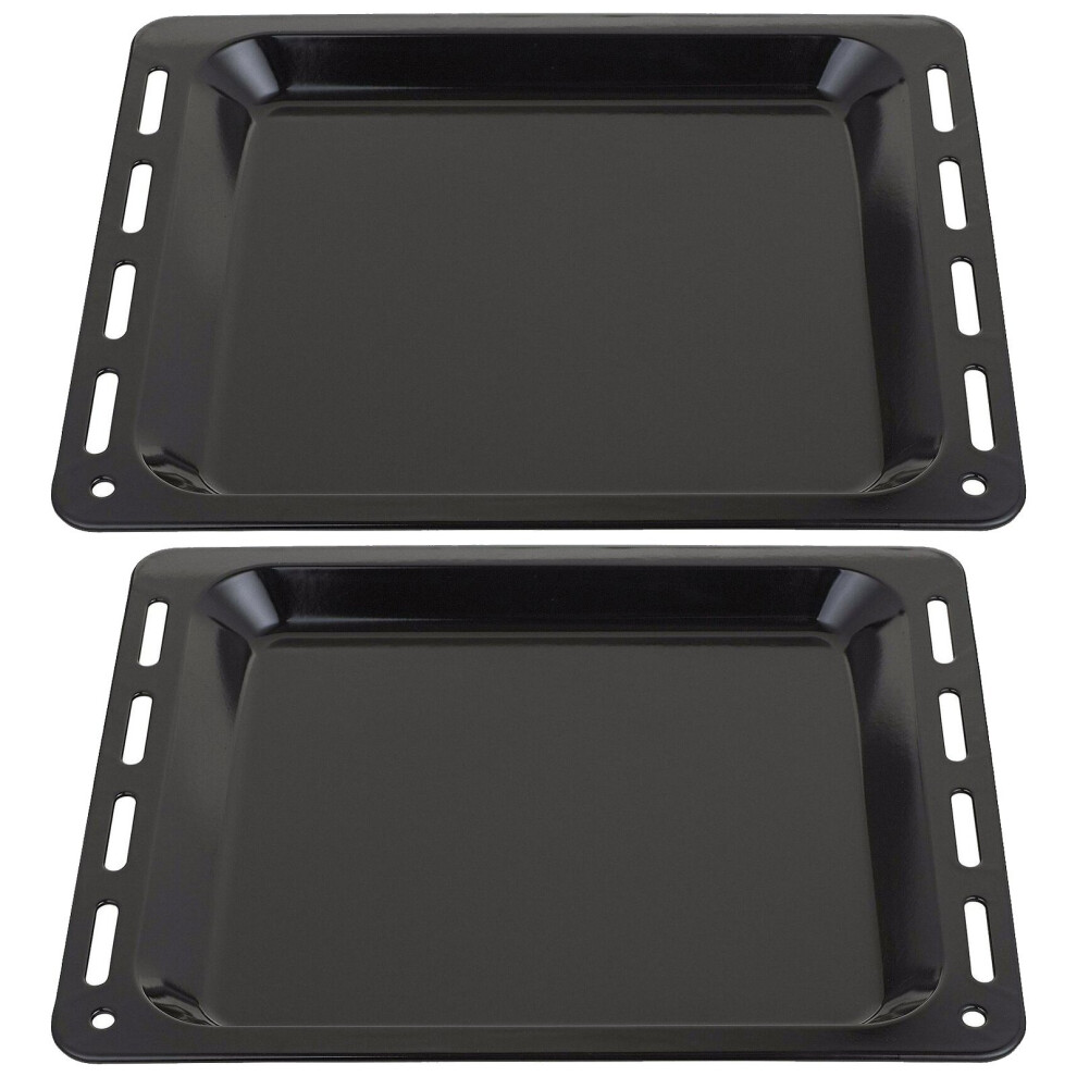 Spares2go Baking Tray Enamelled Pan For Stoves Oven Cooker (448Mm X 360Mm X 25Mm, Pack Of 2)