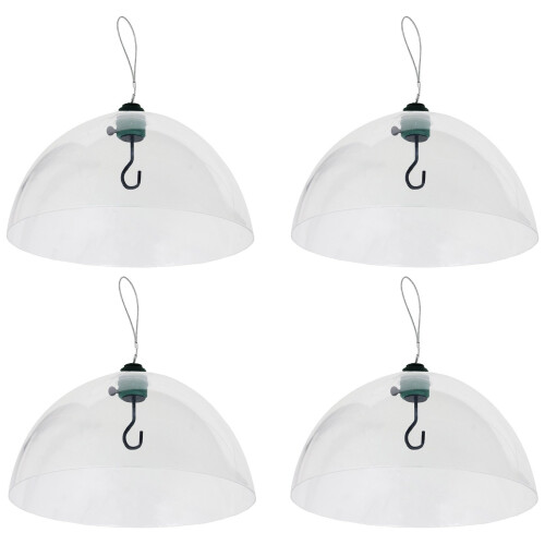 SPARES2GO Squirrel Baffle Dome Adjustable Hook Bird Feeder Hanging Guard (Pack of 4)