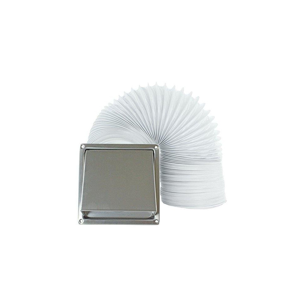 External Wall Vent Stainless Steel Cowled Extractor Outlet + Tumble Dryer Hose (100mm, 4")