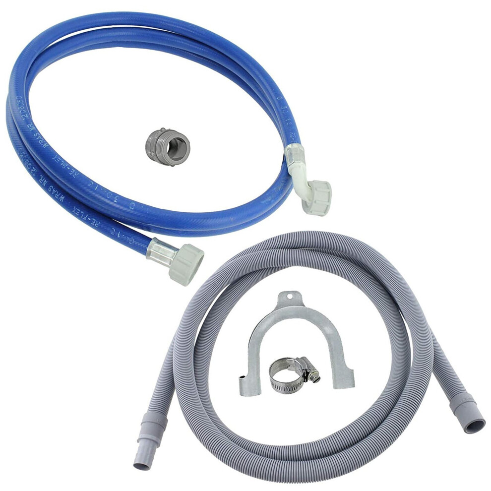 Spares2go Water Fill Pipe & Drain Hose Extension Kit For Lamona Washing Machine Dishwasher (2.5M, 18Mm / 22Mm)