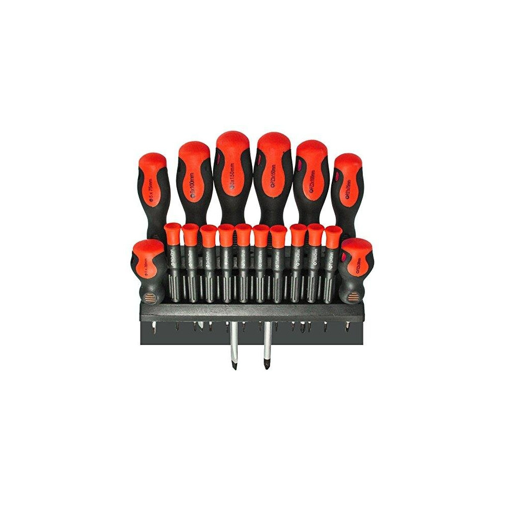 18-Piece Magnetic Precision Screwdriver Set with Wall Mount Bracket - Phillips, Pozidriv, Slotted, Flat, Torx, Small & Large Drivers-image-OPC-P7NMJND-NEW