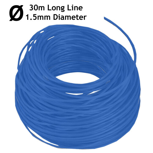 SPARES2GO Trimmer Strimmer Line Spool Refill Cord 30m x 1.5mm Universal Blue Auto-Feed