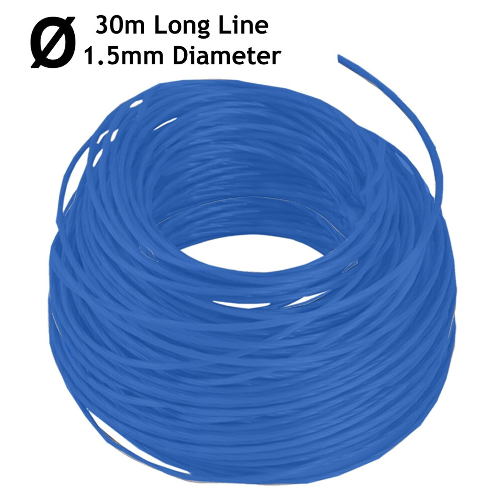 Spares2go Trimmer Strimmer Line Spool Refill Cord 30M X 1.5Mm Universal Auto-Feed Blue
