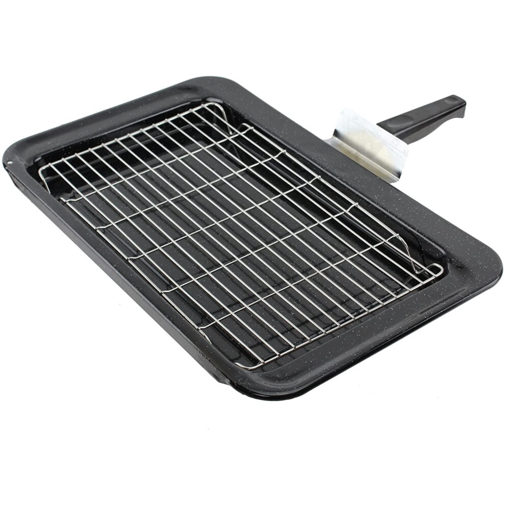 Spares2go Enamel Grill Pan Tray Rack Grid Handle For Flavel Oven Cooker 445 X 276 Mm