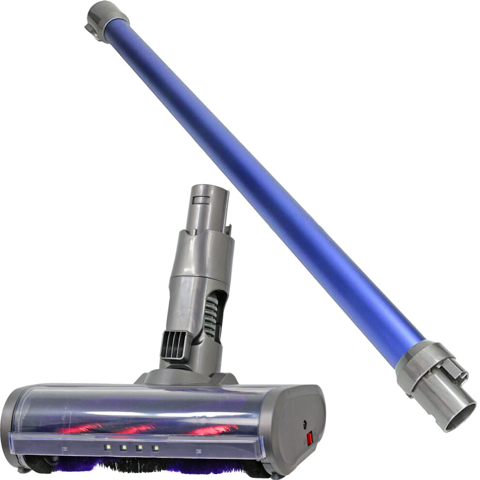 Spares2go Carbon Fibre Motorhead Floor Tool + Extension Rod Wand For Dyson V6 Sv03 Vacuum Cleaner Blue
