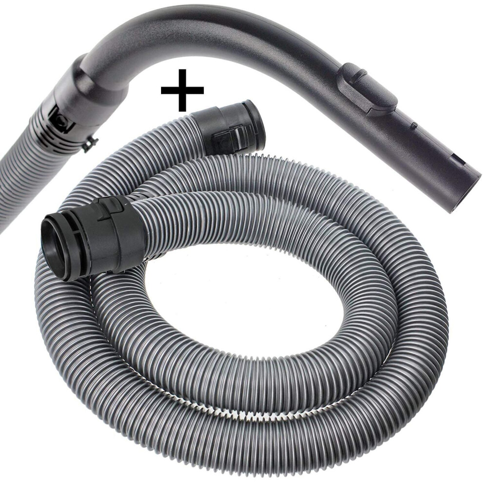 Spares2go Pipe Hose + Wand Handle For Miele C1 Classic Junior Ecoline Powerline Vacuum Cleaner (2M, 38Mm, ) Silver