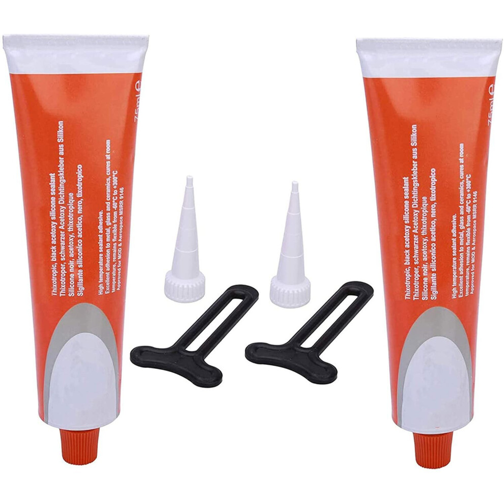 Spares2go Silcoset 158 Oven Door Adhesive Silicone High Temperature Resistant Glue 75Ml (Pack Of 2)