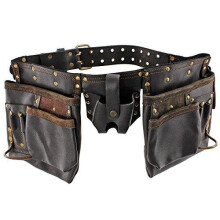 Oil Tanned Double Leather Tool Belt 12 Pocket Joiners Nails Pouch