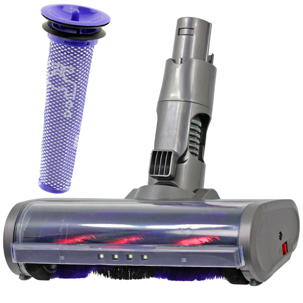 Spares2go Carbon Fibre Motorhead Floor Tool + Pre-Motor Filter For Dyson V6 Sv03 Vacuum Cleaner