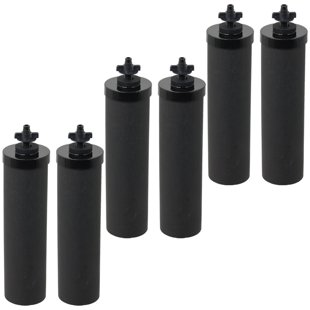 Spares2go Water Filter Element For Berkey Purification System Cartridge Filters X 6 Black