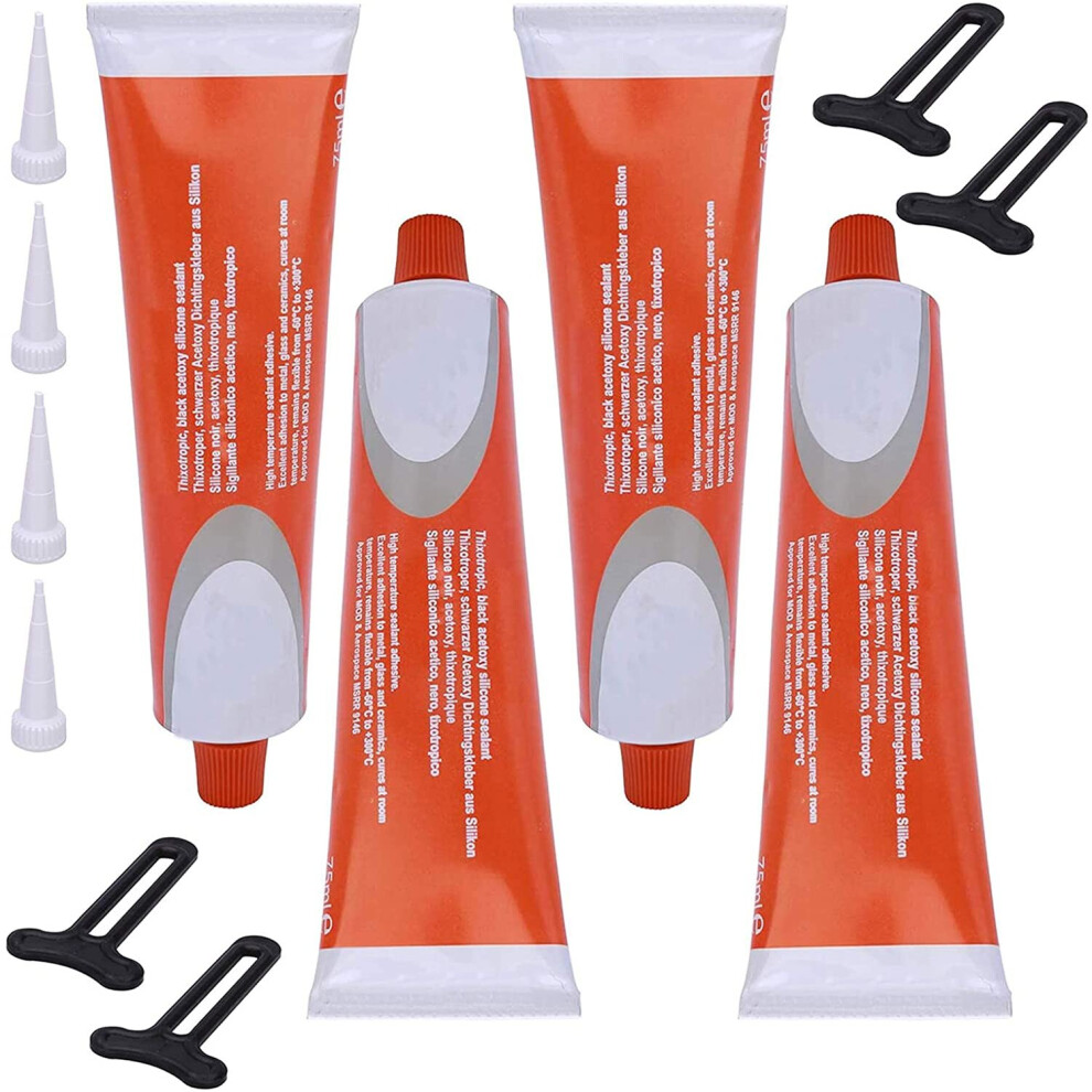 Spares2go Silcoset 158 Oven Door Adhesive Silicone High Temperature Resistant Glue 75Ml (Pack Of 4)