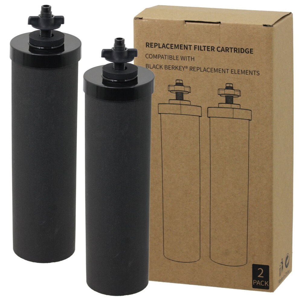 Spares2go Water Filter Element For Berkey Purification System Cartridge Filters X 2 Black