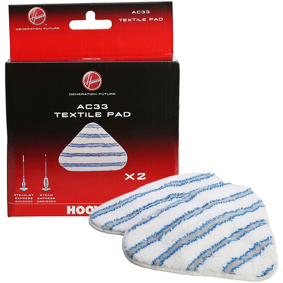 Steam Mop Pads for HOOVER SteamJet AC33 Type Textile Microfibre 35601658 (Pack of 2)