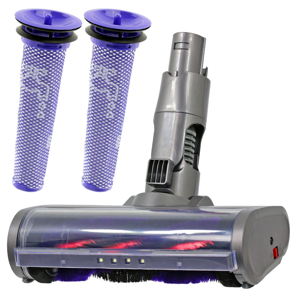 Spares2go Carbon Fibre Motorhead Floor Tool + Pre-Motor Filters X 2 For Dyson Dc62 Vacuum Cleaner