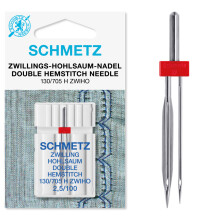 (Twin Hemstitch, Size: 2.5/100) Schmetz Sewing Machine Twin Needles