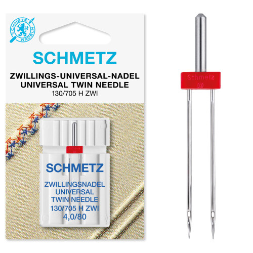 (Twin Universal (Regular), Size: 4.0/80) Schmetz Sewing Machine Twin Needles
