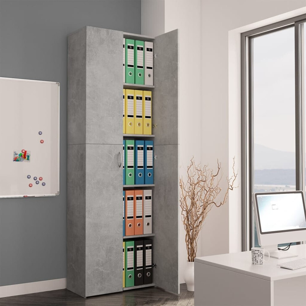 vidaXL Office Cabinet Concrete Grey Engineered Wood Filing Folder Storage Rack