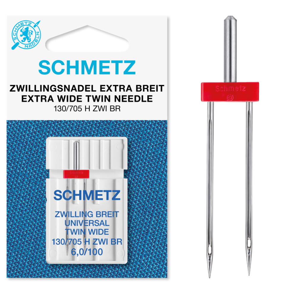 (Extra Wide Twin Universal (Regular), Size: 6.0/100) Schmetz Sewing Machine Twin Needles