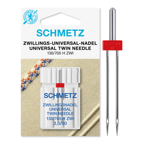 (Twin Universal (Regular), Size: 3.0/90) Schmetz Sewing Machine Twin Needles