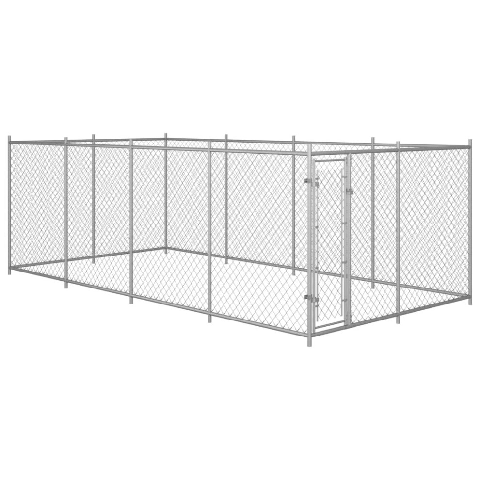 vidaXL Outdoor Dog Kennel Lockable 8x4m Galvanised steel Outdoor House Cage