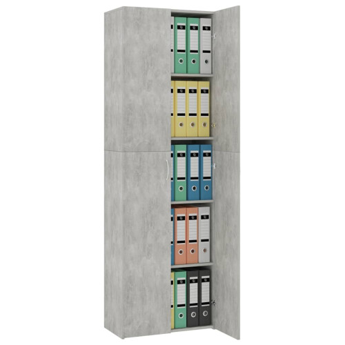 VidaXL vidaXL Office Cabinet Concrete Grey Engineered Wood Filing Folder Storage Rack 2