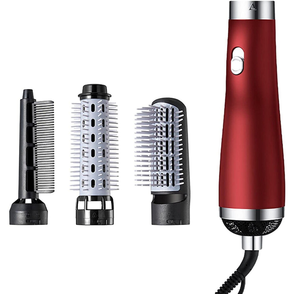 Bysion Red (Red) 3In1 One-Step Hair Blow Dryer & Volumizer Straightener Curler Comb Hot Air Brush