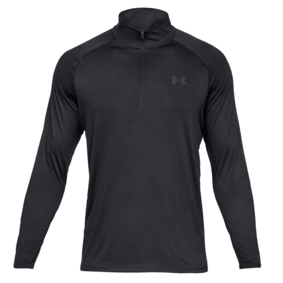 (Black, XL) Under Armour Tech 2.0 1/2 Zip Mens Long Sleeve Training Shirt