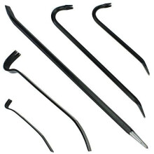 5-Piece Crowbar Set: 12in, 18in Wrecking Bars, 24in Crow Bar, 15in & 7in Flat Pry Bars - Steel Wrecking & Pry Kit