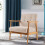 Living And Home Modern Oak Wooden Single Sofa Armchair, Beige 2